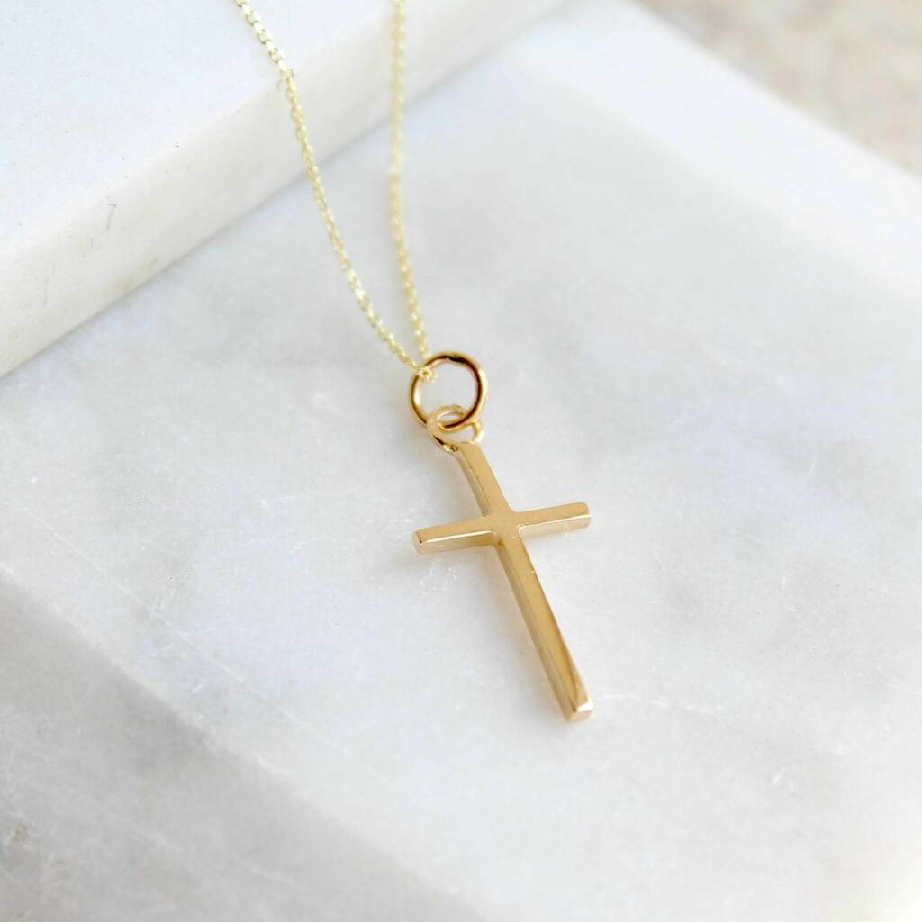 14ct Solid Gold Cross Necklace By Lime Tree Design