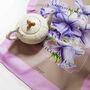 Beige/Pink Botanical Bellflower Print Tea Towel, thumbnail 4 of 6