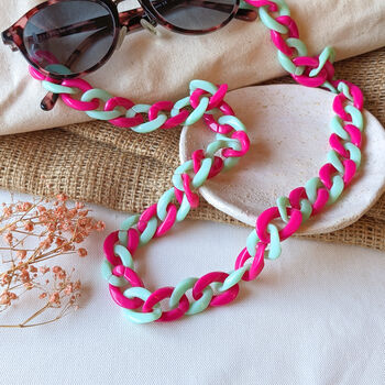 Glasses Chain Magenta And Mint Chunky Acrylic Chain, 2 of 7