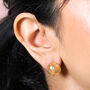 Scattered Crystal Star Wide Half Hoop Earrings In Gold, thumbnail 2 of 4