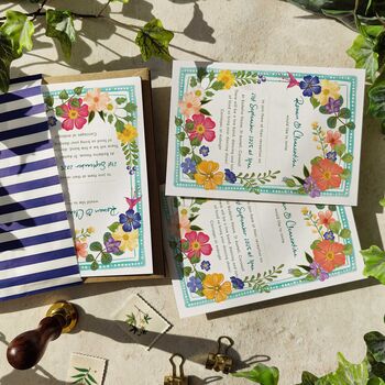 Whimsical Garden Flowers Evening Wedding Invitations, 5 of 8