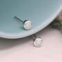 Mini Sterling Silver White Opal Stud Earrings, thumbnail 2 of 9