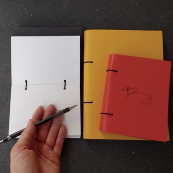Bespoke Engraved Leather Notebook, Sketchbook, Journal, 7 of 8