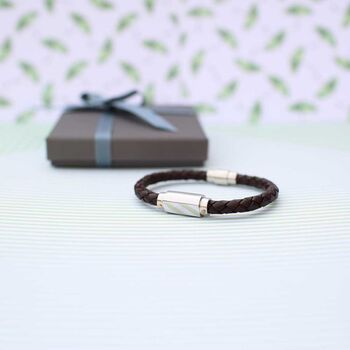 Gifts For Him Personalised Men Leather Bracelet, 5 of 8
