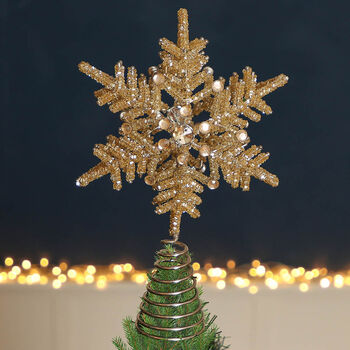 Champagne Gold Snowflake Christmas Tree Topper, 3 of 8