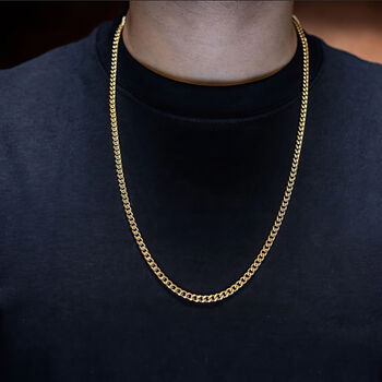 Mens Yellow Gold Plated Flat Curb Chain Necklace, 2 of 7