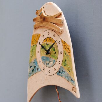 Brown Dogs Hilltop Wall Clock With Pendulum, 4 of 8