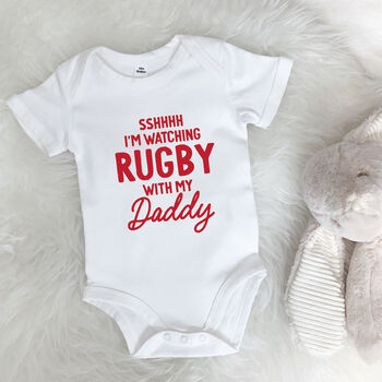 Watching Sport With Daddy Personalised Sports Babygrow, 5 of 11