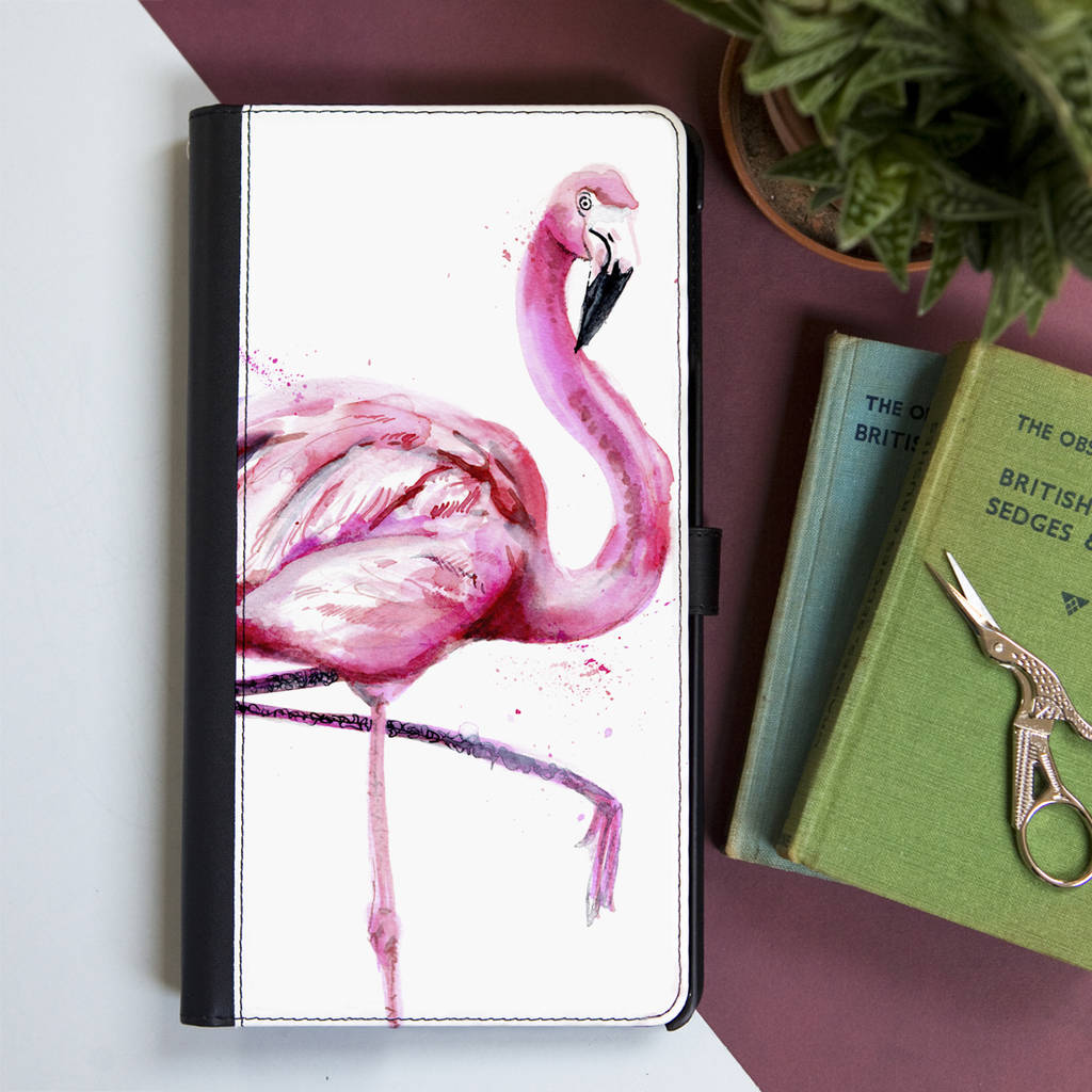 Inky Flamingo Faux Leather Phone Case With Card Slots, 1 of 5