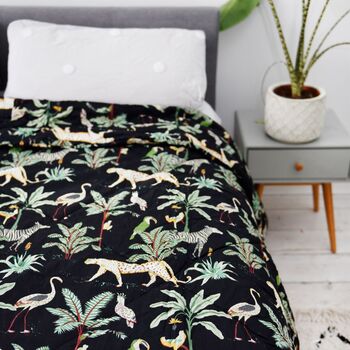Safari At Night Print Cotton Indian Bed Quilt, 3 of 4