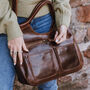 Leather Weekend Holdall Bag, Brown, thumbnail 2 of 6