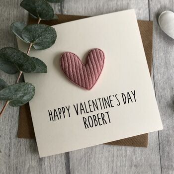 Personalised Happy Valentine's Day Corduroy Heart Card, 2 of 4
