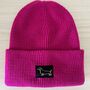 Deep Cuff Hot Pink Beanie With Embroidered Dachshund, thumbnail 1 of 3