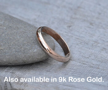 D Shape Wedding Band In Solid Sterling Silver, 3mm Plain Ring, 5 of 5