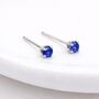 Sterling Silver Sapphire Micro Stud Earrings – 3mm, thumbnail 3 of 5