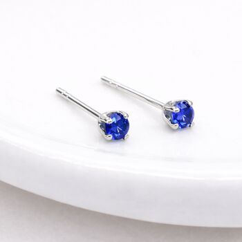 Sterling Silver Sapphire Micro Stud Earrings – 3mm, 3 of 5