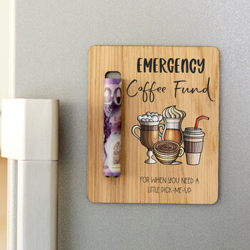 Personalised Emergency Coffee Fund Money Holder Magnet, 3 of 5