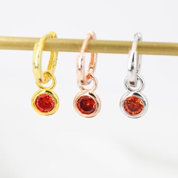 Detachable Birthstone Hoop Earrings In Sterling Silver, 2 of 11