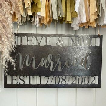 Personalised 'Married' Metal Wedding Ceremony Sign, 2 of 7