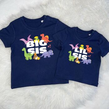 Brother Sister Dinosaur Sibling T Shirt Set, 2 of 3