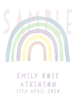Rainbow Baby Personalised Canvas Print, 4 of 6