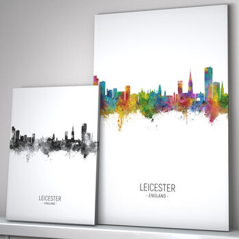 Leicester Skyline Portrait Print And Box Canvas, 2 of 5