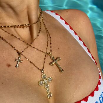 Gold Super Crystal Cross Necklace, 3 of 3