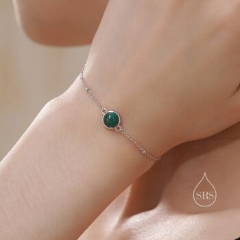 Sterling Silver Genuine Malachite Bracelet, 8 of 12