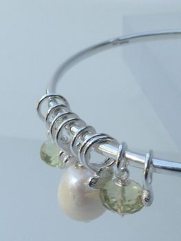 Silver Bangle With Pearl And Lemon Quartz, 2 of 3