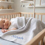 Personalised Grey Cellular Baby Blanket Embroidered, thumbnail 1 of 10