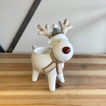 Christmas Reindeer Ceramic T Light Holder, 3 of 3