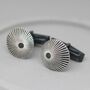 Sterling Silver And Black Cufflinks With Sunburst Motif, thumbnail 4 of 12