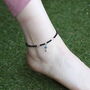 Dangle Evil Eye Black Beaded Silver Foot Anklet Payal, thumbnail 3 of 3