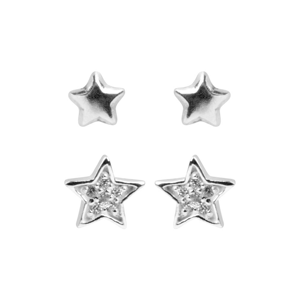 925 Silver Double Star Stud Earring Set By Katherine Swaine ...