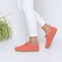 Snugtoes Slip On Womens Recycled Polyester Slippers. 100% Wool Lining, Lightweight, Comfortable, Salmon Colour, thumbnail 1 of 6