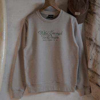 Womens 'Wild Enough' Embroidered Beige Sweatshirt, 2 of 3