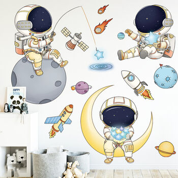 Cartoon Spaceman, Space Dog, Boy’s Wall Decal Stickers, 4 of 6