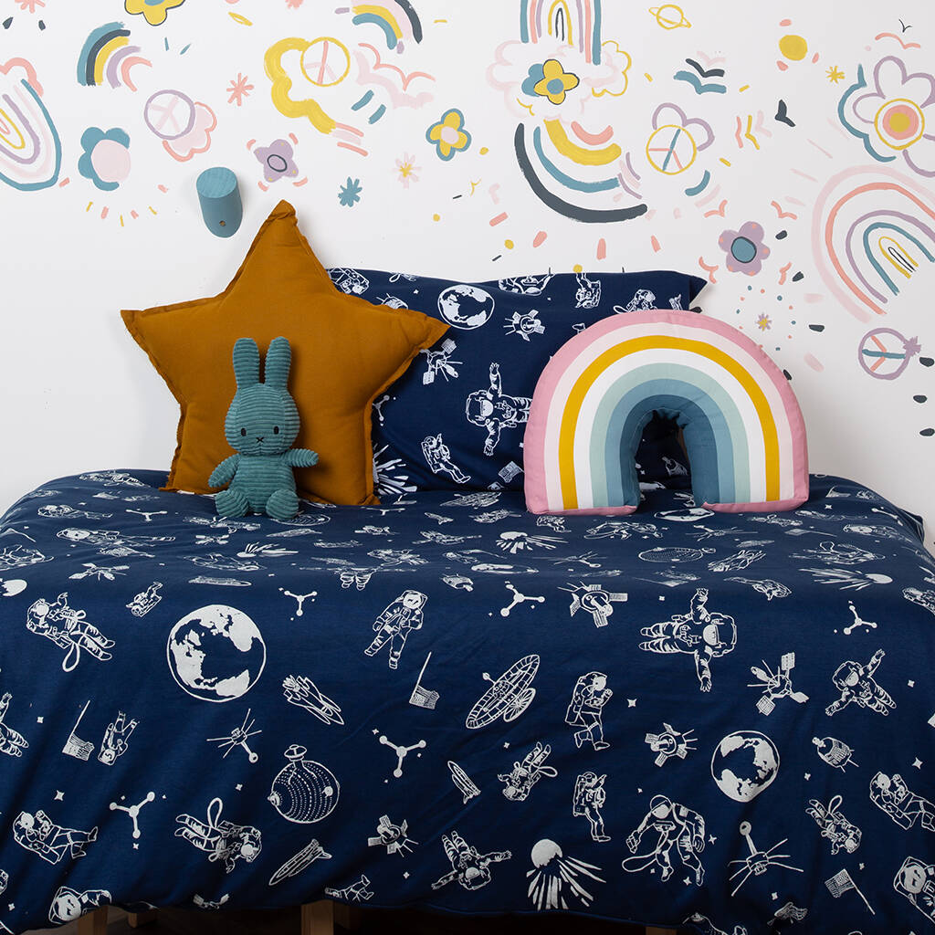 Navy Space Age Single Bed Duvet Set By Too Many Pjs