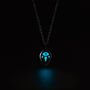 Blue Serene Aqua Blue Glowing Pendant Necklace With Uv Keyring Torch, thumbnail 1 of 5