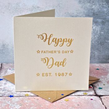 Personalised Gold Foiled Est. Father's Day Card, 2 of 3