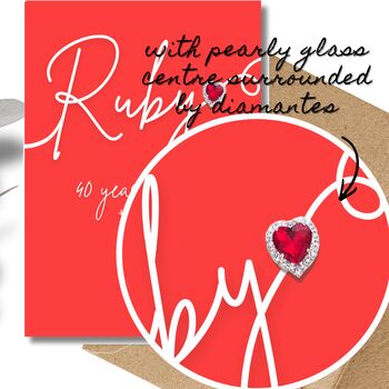 Sparkly Ruby Anniversary Heart Card, 4 of 8
