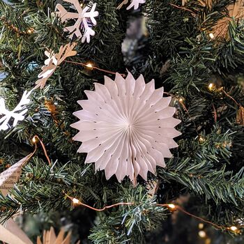 Paper Star Snowflake Christmas Decorations White Gold, 8 of 10