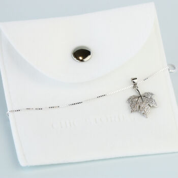 Sterling Silver Maple Leaf Pendant Necklace, 6 of 7