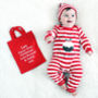 Personalised 'Pudding' Stripy Christmas Romper, thumbnail 1 of 5