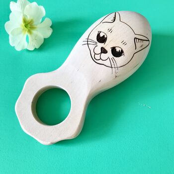 Wooden Baby Rattle Cat, 2 of 3