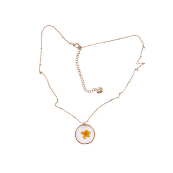 Hello Sunshine Yellow Pressed Flower Pendant Necklace, 3 of 3