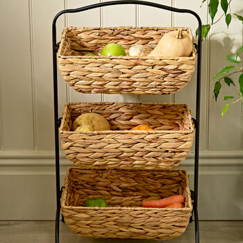 Three Tier Seagrass Storage Basket Rack, 2 of 5