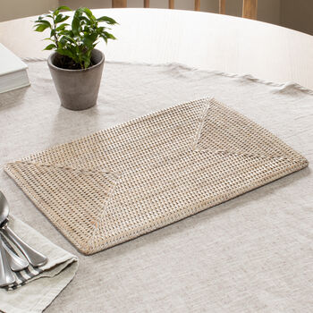 Marbury Rectangle Rattan Placemat Set Of Two, 2 of 3