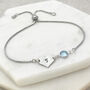 Initial Heart And March Birthstone Bracelet, thumbnail 1 of 4