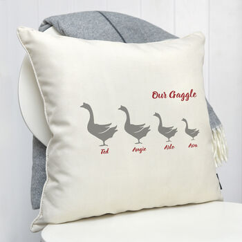 Personalised Gaggle Of Geese Family Cushion, 4 of 5